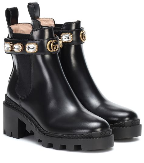 gucci leather ankle boot with belt fake|gucci embellished leather ankle boots.